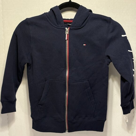 NWT- Tommy Hilfiger Boys Navy Signature Zip Hoodie – Size 6 - Picture 2 of 5